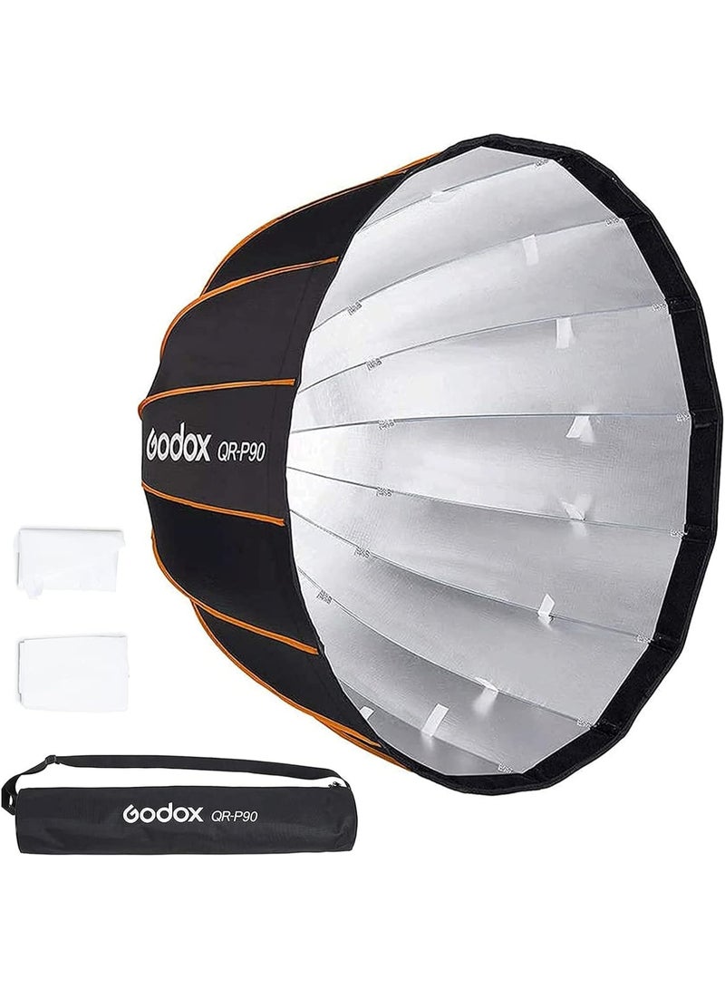 Godox QR‑P90 Quick‑Release Parabolic Softbox – 90 cm (35.4″), Bowens Mount with Inner & Front Diffusers - Image 1