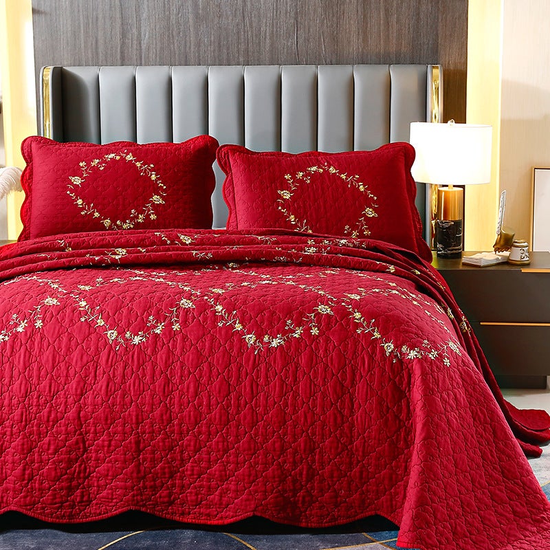 New Gypsophila Embroidered Quilt Bed Three-Piece Bed Cover Wash Quilt Factory - Image 4