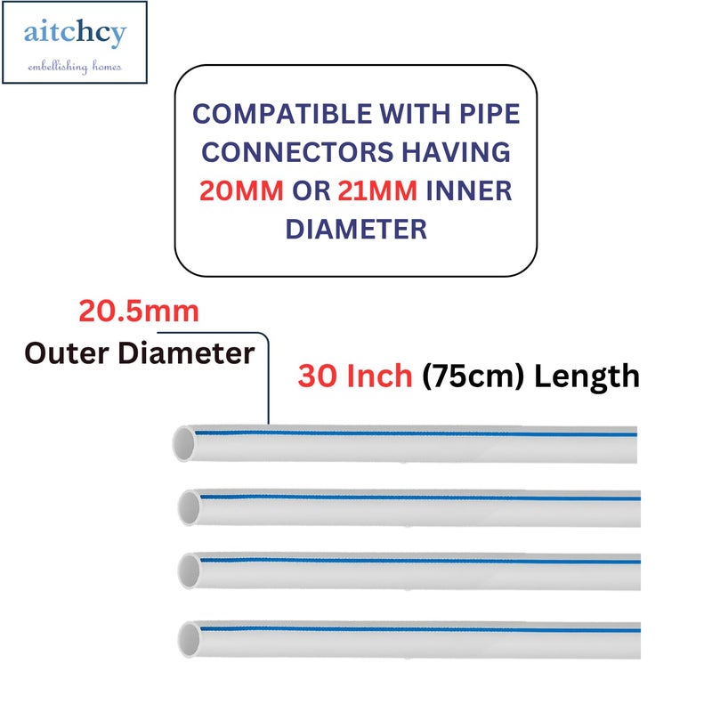 aitchcy PVC Pipe with 20mm Outer Diameter 30 inch length | 20 mm uPVC Pipe 30inch Length | Heavy Duty Pipes for DIY Projects Furnitures & Structures (20mm Pack of 4) - Image 3