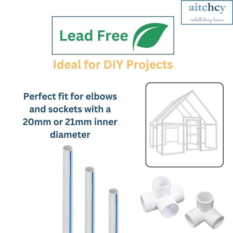 aitchcy PVC Pipe with 20mm Outer Diameter 30 inch length | 20 mm uPVC Pipe 30inch Length | Heavy Duty Pipes for DIY Projects Furnitures & Structures (20mm Pack of 4) - Image 5