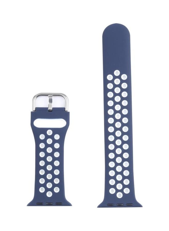 HuHa Replacement Watchband For Apple Watch Series 7 45mm/6 u0026 SE u0026 5 u0026 4 44mm/3 u0026 2 u0026 1 42mm Blue/White - Image 3