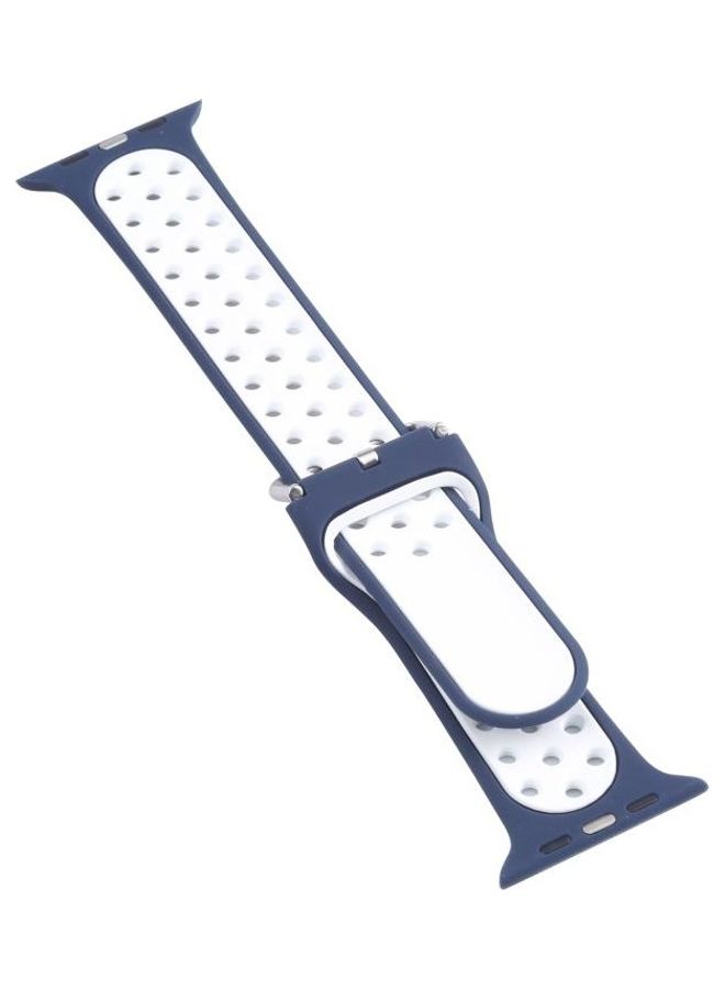 HuHa Replacement Watchband For Apple Watch Series 7 45mm/6 u0026 SE u0026 5 u0026 4 44mm/3 u0026 2 u0026 1 42mm Blue/White - Image 2