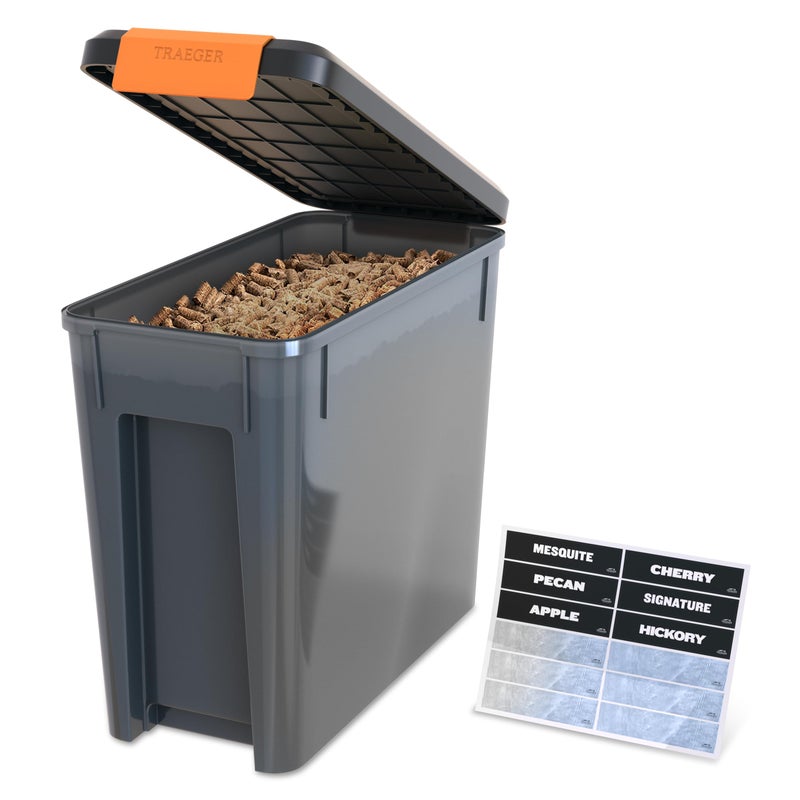 Traeger Grills BAC637 Stay Dry Pellet Storage Bin with Locking Lid, 22lb Capacity Wood Pellet Container with Flavor Stickers, Stackable Design, Airtight Storage for Grill Pellets - Image 1