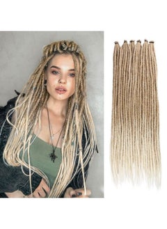 Leeven 24 Inch Synthetic Dreadlock Extensions 20 Strands Hippie Single Ended Dreads Ombre Blonde 0.6 Cm Width Loc Extensions Reggae Style Crochet Hair For Women  - Image 2