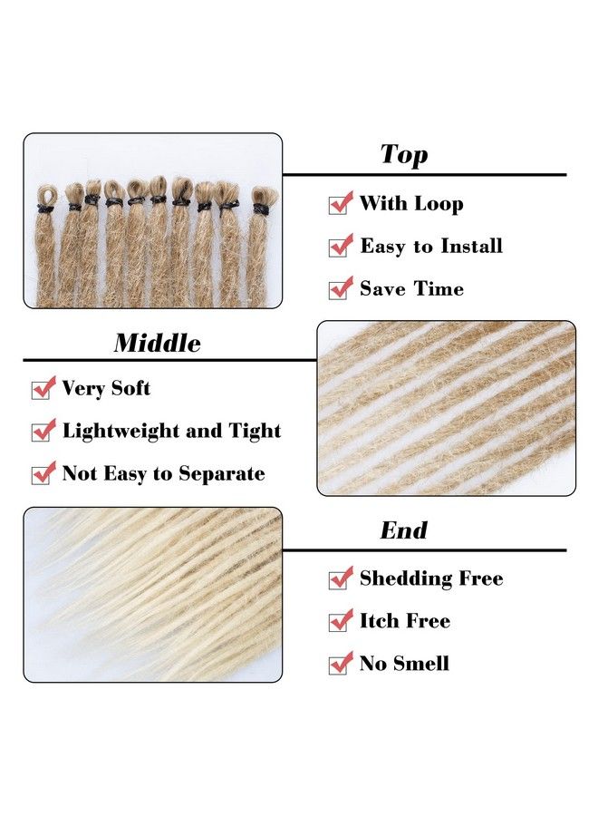 Leeven 24 Inch Synthetic Dreadlock Extensions 20 Strands Hippie Single Ended Dreads Ombre Blonde 0.6 Cm Width Loc Extensions Reggae Style Crochet Hair For Women - Image 4