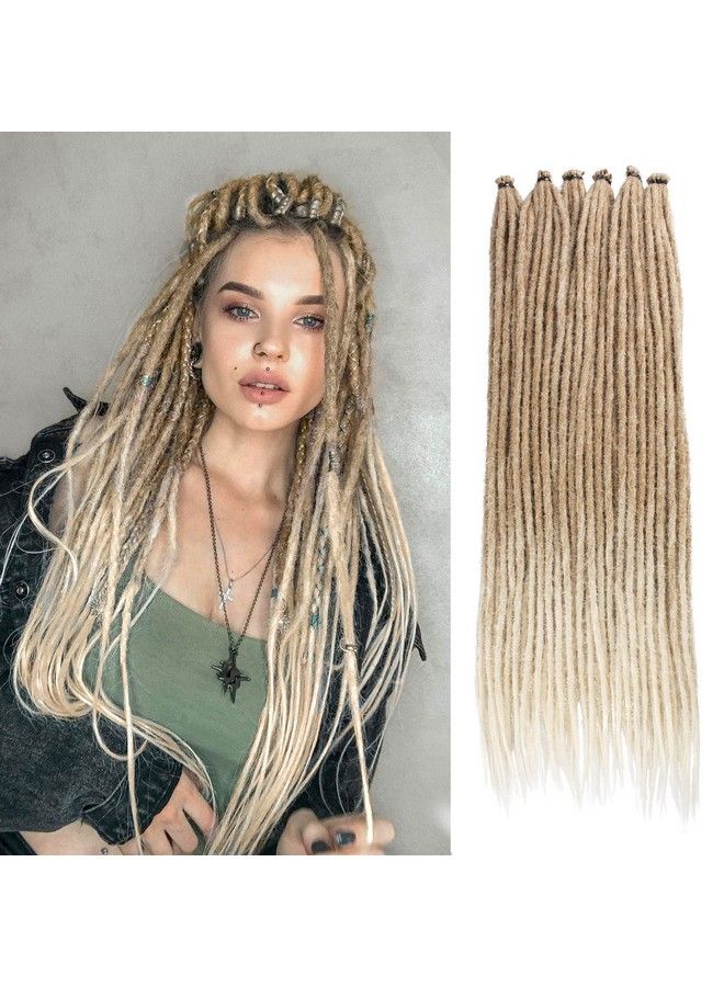 Leeven 24 Inch Synthetic Dreadlock Extensions 20 Strands Hippie Single Ended Dreads Ombre Blonde 0.6 Cm Width Loc Extensions Reggae Style Crochet Hair For Women - Image 1