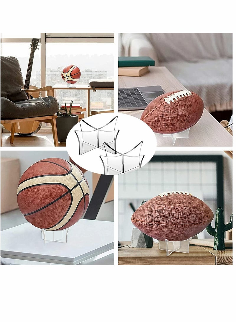 KASTWAVE 2 PCS Racks Football Display Stand, Acrylic Ball Display Stand Multi-function Ball Stand Holder Clear Basketball Stand for Soccer Football Basketball Volleyball Bowling Ball Holder for Display - Image 5