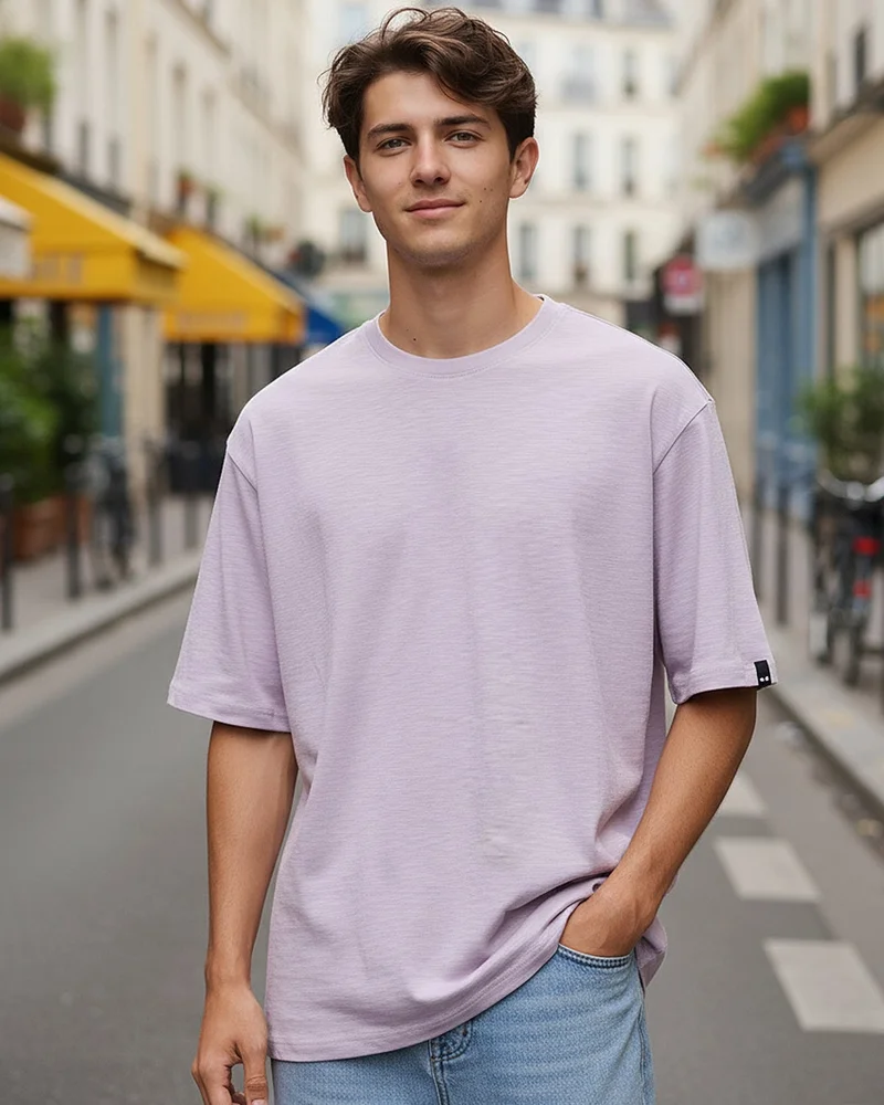 bewakoof Men's Purple Oversized T-shirt