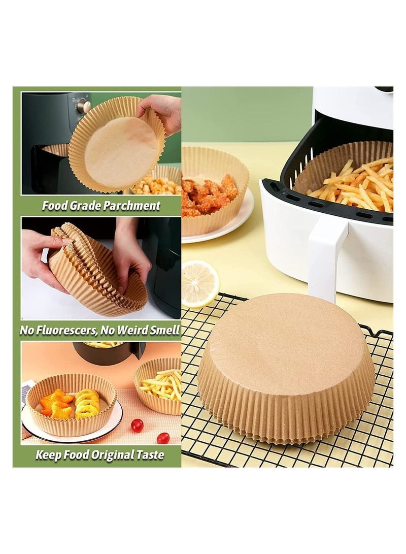 100 PCS Air Fryer Disposable Paper Liner, Non-stick Liners, Baking for Microwave Oil-proof, Water-proof, Unperforated Round Liner (Natural Color, 6.3 Inch) - Image 4