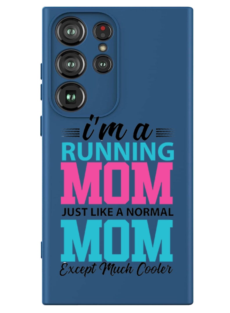 Theodor Protective Slim Fit Case Liquid Silicone Cover with Full Body Protection Anti-Scratch Shockproof Case For Samsung Galaxy S24 Ultra (Blue) - I am running mom black - Image 1