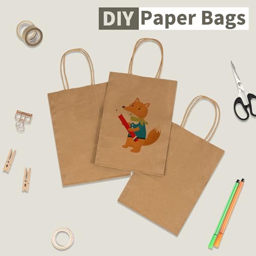 RACETOP 50 Pack Kraft Small Paper Bags with Handles Bulk, 5.8"x3.2"x8.25" Brown Gift Bags for Retail, Shopping, Birthday Parties, Mini Bag for Business, Goodies - Image 5