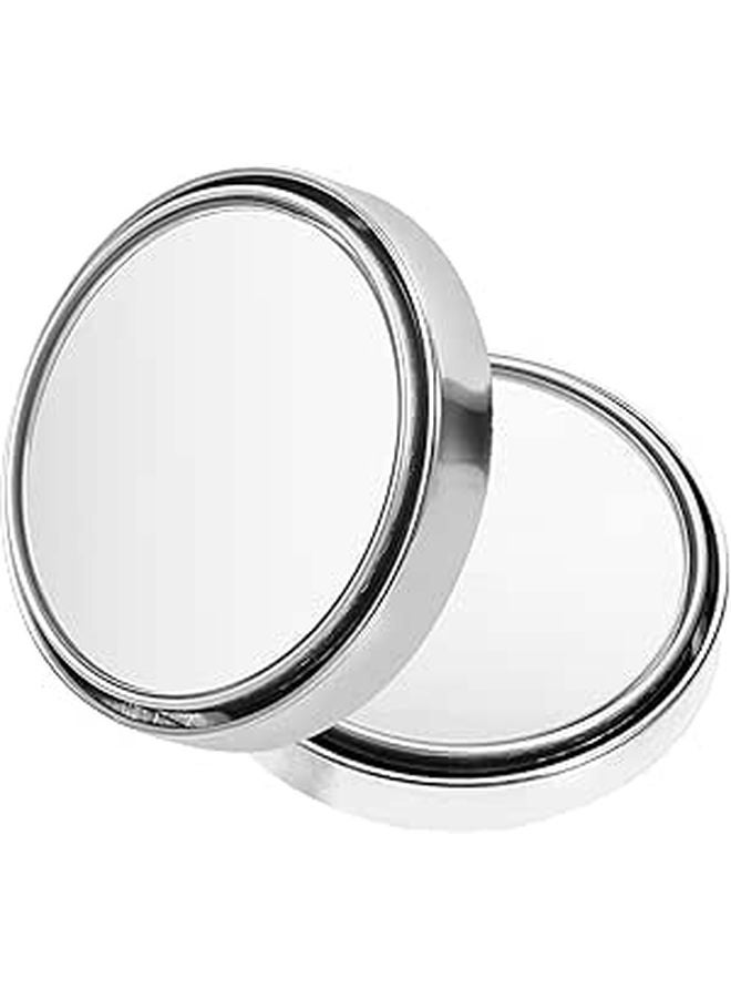 2Pcs Adjustable 360 Degree Wide Angle Car Blind Spot Mirrors Silver Frame - Image 1