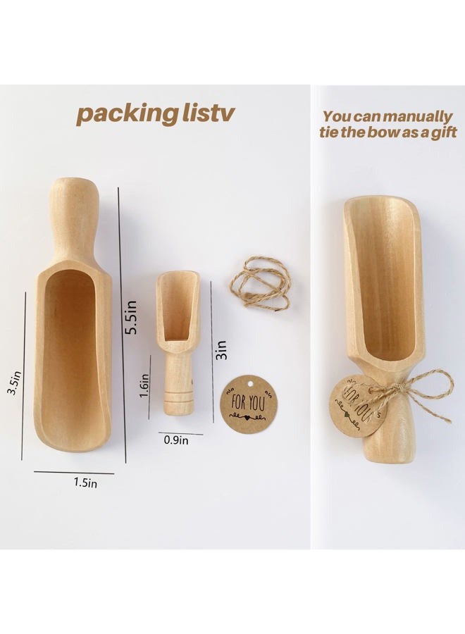 KIKINIKO Wooden Scoop(5.5"+3")1Big 1Small bath salt scoop Natural Beech Wood Scoop for Flour, Bath Salt, Sugar, Cereal, Coffee and More - Multipurpose Wooden Spoon - Image 3