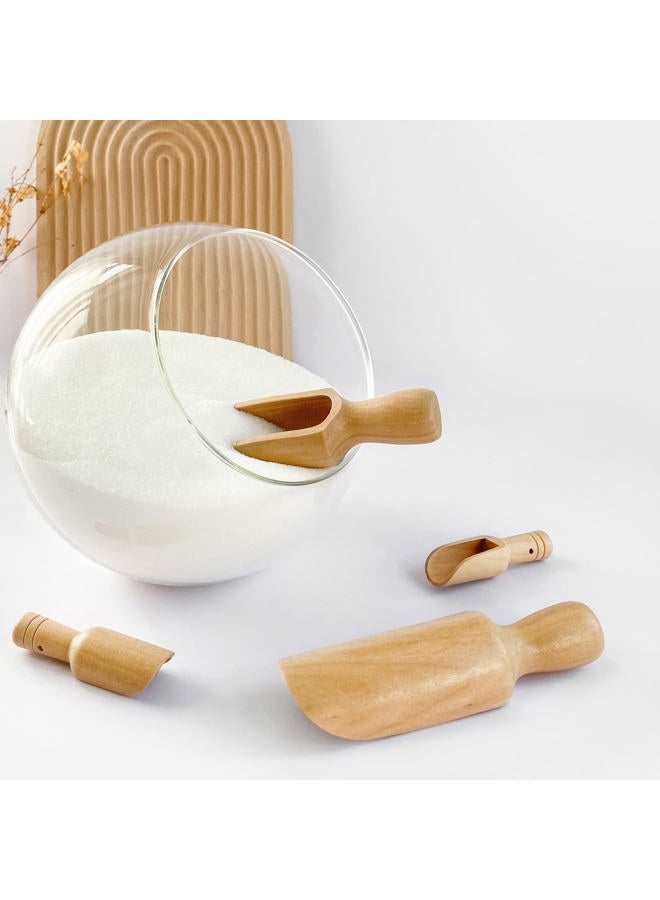 KIKINIKO Wooden Scoop(5.5"+3")1Big 1Small bath salt scoop Natural Beech Wood Scoop for Flour, Bath Salt, Sugar, Cereal, Coffee and More - Multipurpose Wooden Spoon - Image 4