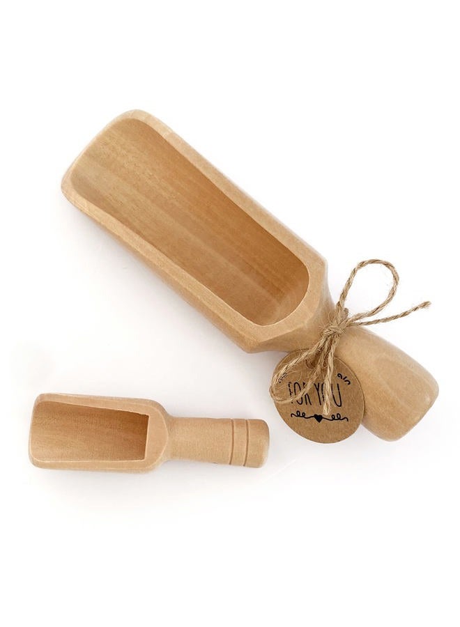 KIKINIKO Wooden Scoop(5.5"+3")1Big 1Small bath salt scoop Natural Beech Wood Scoop for Flour, Bath Salt, Sugar, Cereal, Coffee and More - Multipurpose Wooden Spoon - Image 1