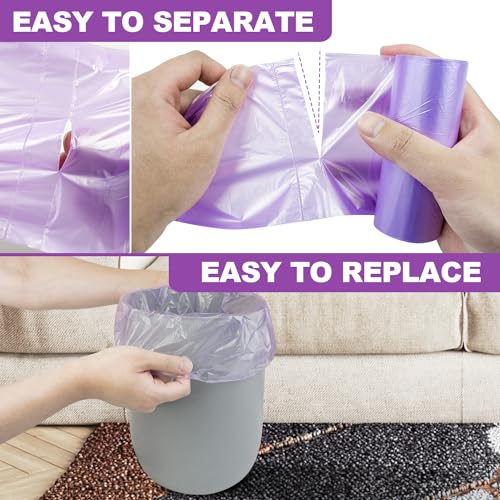 Ginkgo Small Trash Bags, 105 Count 4 Gallon Trash Bag Small Garbage Bags Unscented Bathroom Mini Trash Bags, Wastebasket Bin Liners, Small Plastic Bags for Home Office Kitchen, Purple - Image 3
