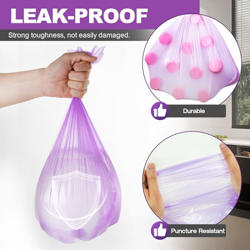 Ginkgo Small Trash Bags, 105 Count 4 Gallon Trash Bag Small Garbage Bags Unscented Bathroom Mini Trash Bags, Wastebasket Bin Liners, Small Plastic Bags for Home Office Kitchen, Purple - Image 2