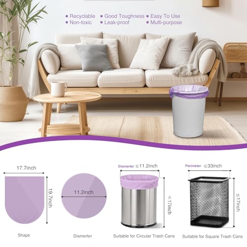 Ginkgo Small Trash Bags, 105 Count 4 Gallon Trash Bag Small Garbage Bags Unscented Bathroom Mini Trash Bags, Wastebasket Bin Liners, Small Plastic Bags for Home Office Kitchen, Purple - Image 4