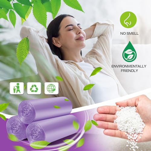 Ginkgo Small Trash Bags, 105 Count 4 Gallon Trash Bag Small Garbage Bags Unscented Bathroom Mini Trash Bags, Wastebasket Bin Liners, Small Plastic Bags for Home Office Kitchen, Purple - Image 5