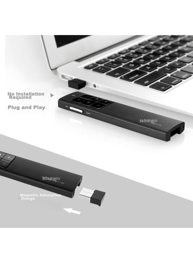 Norwii Air Mouse Page-turning Pen For Teachers, Ppt Remote Control Pen, Presentation Remote, Laser Pointer Page-turning Device, Electronic Pen, Air Mouse N99 Red Light Black - Image 4