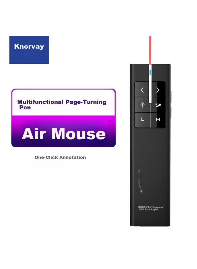 Norwii Air Mouse Page-turning Pen For Teachers, Ppt Remote Control Pen, Presentation Remote, Laser Pointer Page-turning Device, Electronic Pen, Air Mouse N99 Red Light Black - Image 1