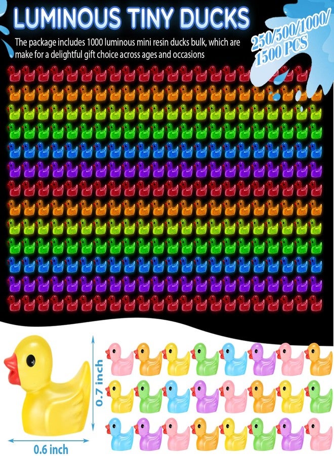 Barydat مجموعة باريدات من 250 قطعة من البط الصغير المصنوع من الراتنج والمضيء في الظلام، مثالية لعيد الفصح، مثالية للاختباء والمقالب وأفكار الأعمال اليدوية والهدايا وحفلات الرحلات البحرية وحدائق الحيوانات، مجسمات حيوانات مصغرة لتزيين الحدائق - Image 2