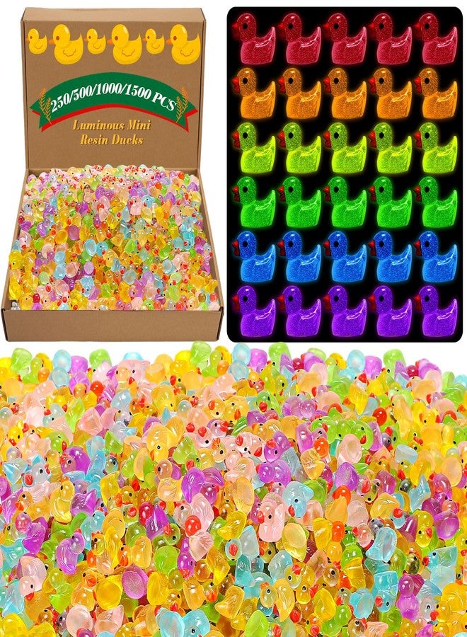 Barydat مجموعة باريدات من 250 قطعة من البط الصغير المصنوع من الراتنج والمضيء في الظلام، مثالية لعيد الفصح، مثالية للاختباء والمقالب وأفكار الأعمال اليدوية والهدايا وحفلات الرحلات البحرية وحدائق الحيوانات، مجسمات حيوانات مصغرة لتزيين الحدائق - Image 1