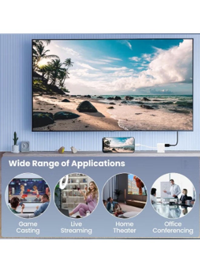 USB-C Digital AV Multiport Adapter, USB C to HDMI Adapter for iPhone 16/15 to TV, 4K 60Hz Video & Audio Sync Screen Converter Adapter for iPhone 16/15 Series/MacBook/iPad Pro, MFi Certified - Image 3