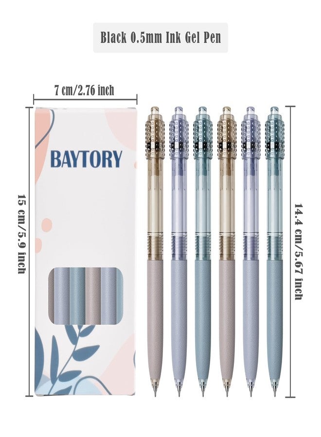 BAYTORY 6 Pcs Spinning Gel Pens, 0.5mm Retractable Black Ink Fine Point Pen, Smooth Writing Quick Dry Ink Pens for School Office Home ((Blue & Purple & Grey) - Image 2
