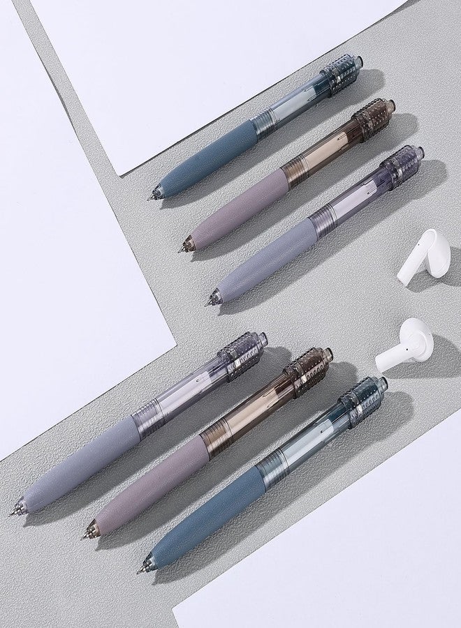 BAYTORY 6 Pcs Spinning Gel Pens, 0.5mm Retractable Black Ink Fine Point Pen, Smooth Writing Quick Dry Ink Pens for School Office Home ((Blue & Purple & Grey) - Image 5