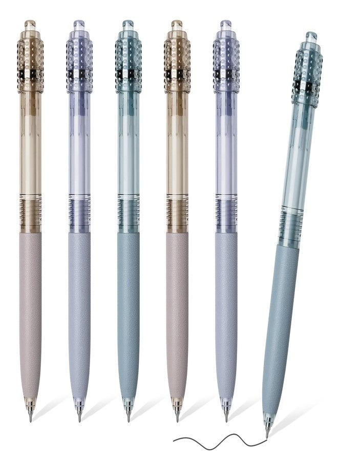 BAYTORY 6 Pcs Spinning Gel Pens, 0.5mm Retractable Black Ink Fine Point Pen, Smooth Writing Quick Dry Ink Pens for School Office Home ((Blue & Purple & Grey) - Image 1