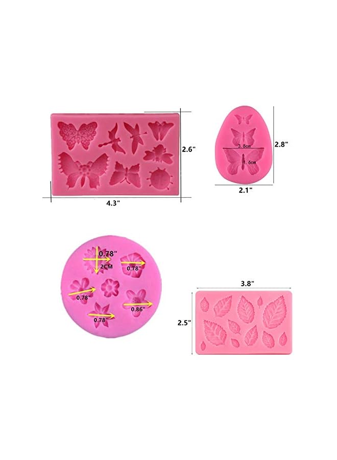 S-TOP Silicone Cake Mold Set -8 Pcs, Rose Butterfly Daisy Rose Leaf and Mini Flowers Fondant Candy for Chocolate Polymer Clay Soap Crafting Projects Cake Decoration - Image 3