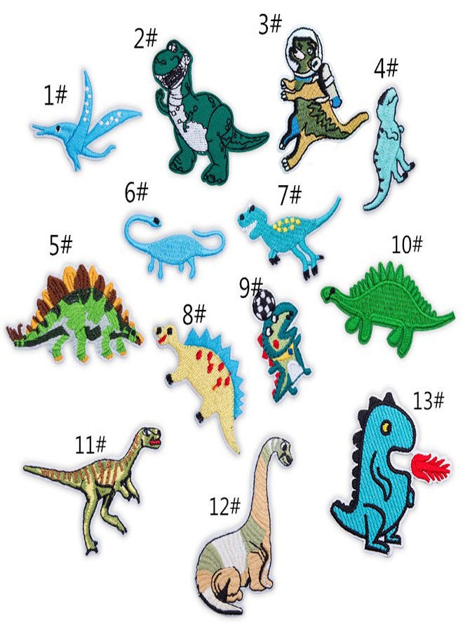 SYOSI Iron On Patches for Kids' Clothing 13pcs Dinosaur Design Embroidered Iron-on Patches for Boy Clothing Tyrannosaurus Dinosaur Flying Dragon Patch Applique for Backpacks Clothing DIY T-Shirt Jeans  - Image 1