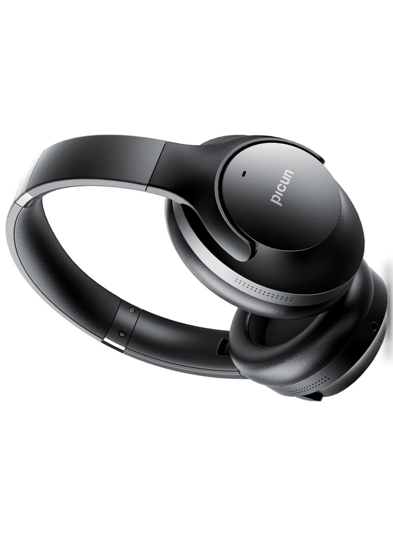 Picun ANC-05L Wireless On-Ear Headphones Pure Bass 46H Battery Speed Charge Fast Usb Type-C Foldable Black - Image 1