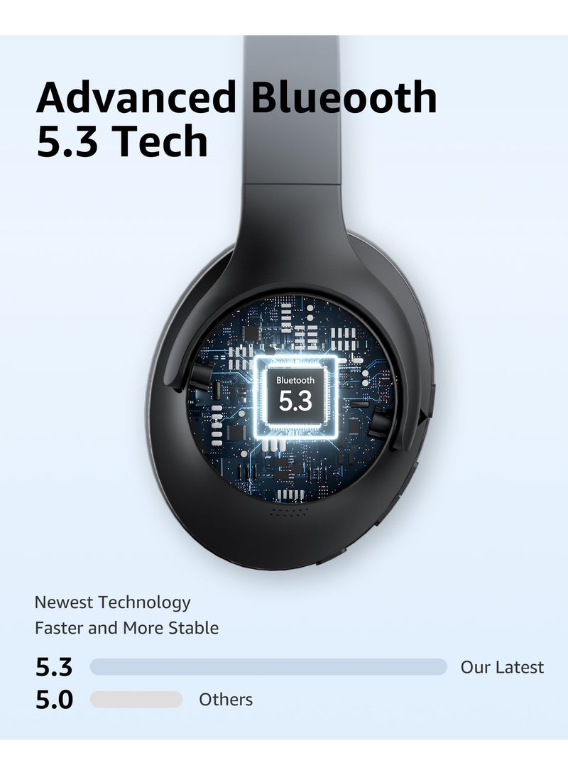 Picun ANC-05L Wireless On-Ear Headphones Pure Bass 46H Battery Speed Charge Fast Usb Type-C Foldable Black - Image 4