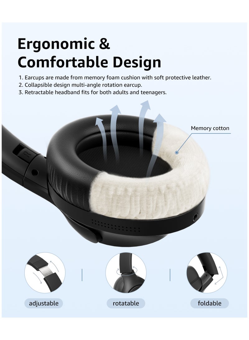 Picun ANC-05L Wireless On-Ear Headphones Pure Bass 46H Battery Speed Charge Fast Usb Type-C Foldable Black - Image 5