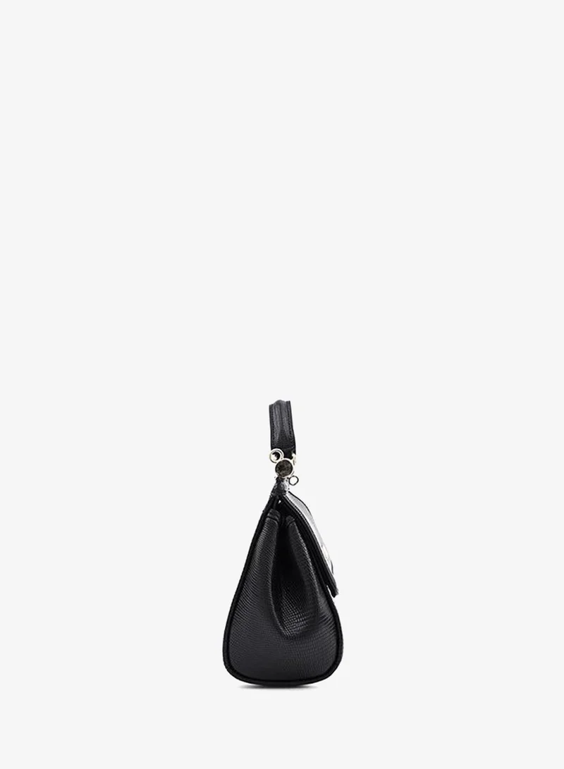 Cuple Black Cuple Textured Zip Shoulder Bag for Women | Best Price UAE