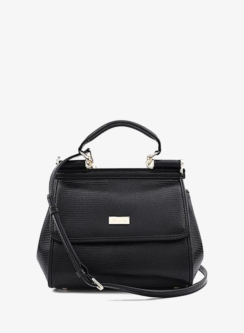 Cuple Black Cuple Textured Zip Shoulder Bag for Women | Best Price UAE