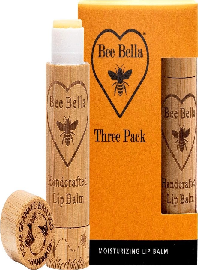 Bee Bella Lip Balm, Pomegranate Mango, 3 Pack - Moisturizing Lip Care, 100% Natural, Original Organic Beeswax with Vitamin E, Handmade in USA - Image 2