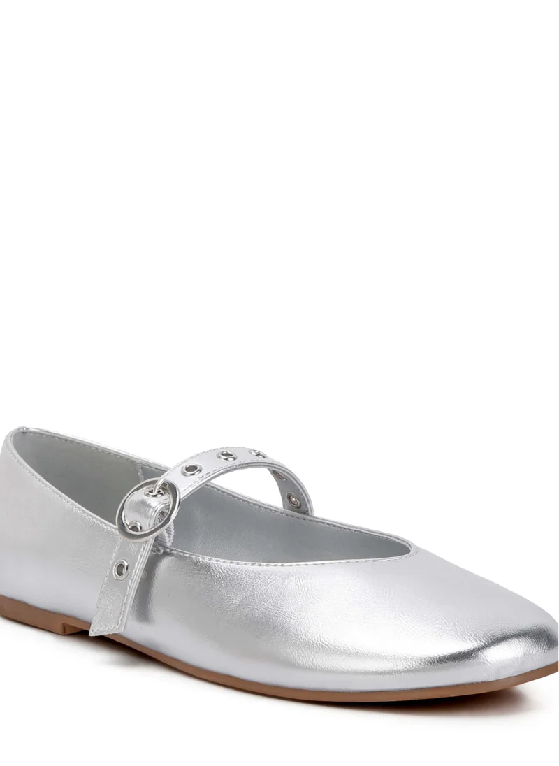 London Rag Mary Jane Ballerinas in Silver