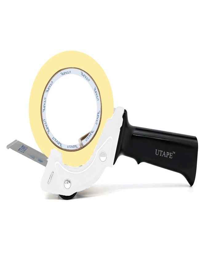 UTAPE Tape Dispenser, 2 inches Packing Tape Dispenser, Rapid Replace Handheld Dispenser in White Color, Transparent Tape Refills, Tan & Clear Tape Packing Dispenser, Durable for Moving Boxes - Image 1