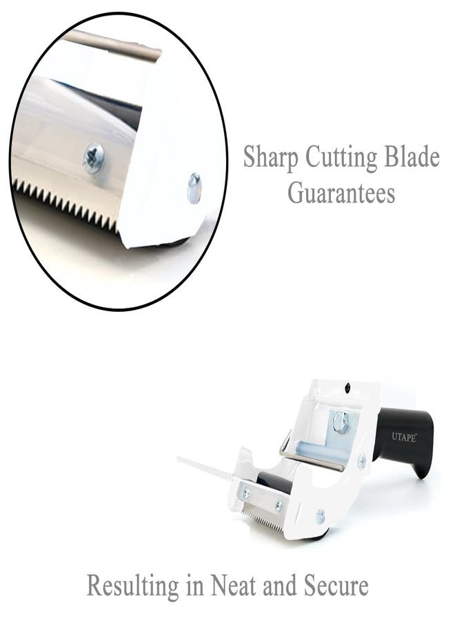 UTAPE Tape Dispenser, 2 inches Packing Tape Dispenser, Rapid Replace Handheld Dispenser in White Color, Transparent Tape Refills, Tan & Clear Tape Packing Dispenser, Durable for Moving Boxes - Image 3