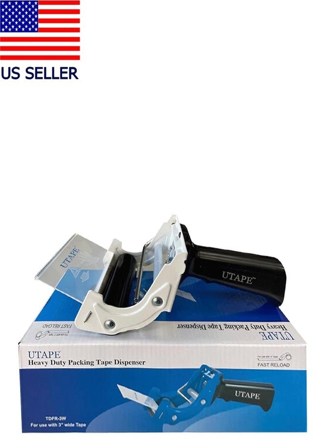 UTAPE Tape Dispenser, 2 inches Packing Tape Dispenser, Rapid Replace Handheld Dispenser in White Color, Transparent Tape Refills, Tan & Clear Tape Packing Dispenser, Durable for Moving Boxes - Image 5