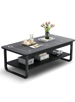 Beauenty Modern Square Coffee Table 120x60x41 cm for Small Homes - 2 Tiers Light Luxury Living Room Furniture with Creative Design  - Image 1