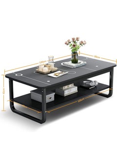 Beauenty Modern Square Coffee Table 120x60x41 cm for Small Homes - 2 Tiers Light Luxury Living Room Furniture with Creative Design  - Image 2