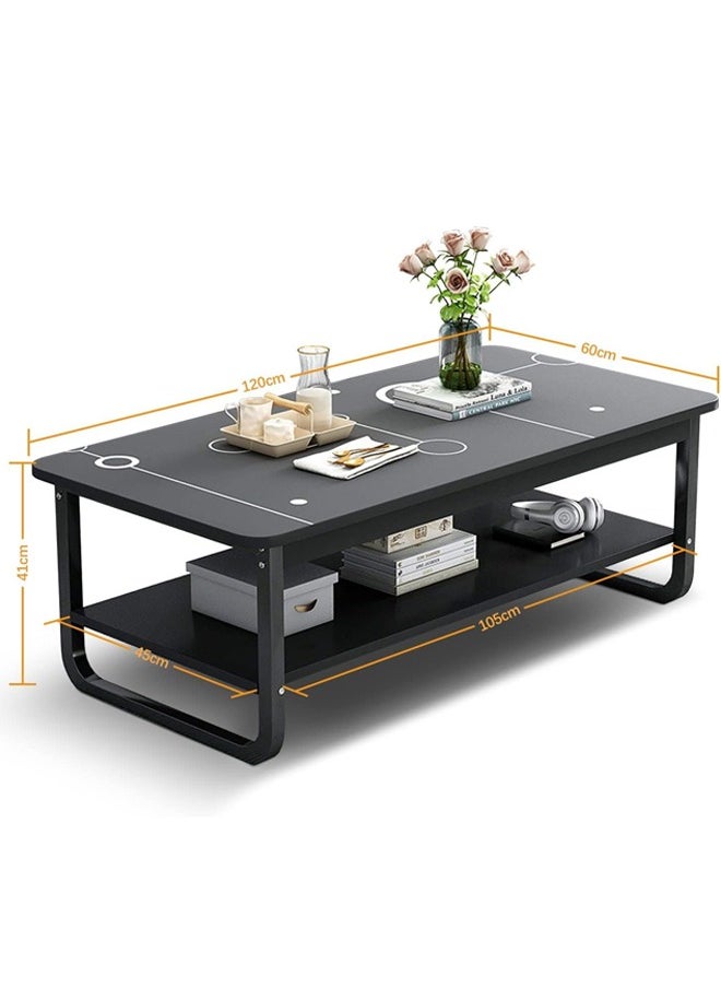 Modern Square Coffee Table 120x60x41 cm for Small Homes - 2 Tiers Light Luxury Living Room Furniture with Creative Design