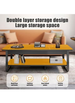 Beauenty Modern Square Coffee Table 120x60x41 cm for Small Homes - 2 Tiers Light Luxury Living Room Furniture with Creative Design  - Image 3