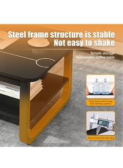 Beauenty Modern Square Coffee Table 120x60x41 cm for Small Homes - 2 Tiers Light Luxury Living Room Furniture with Creative Design  - Image 4