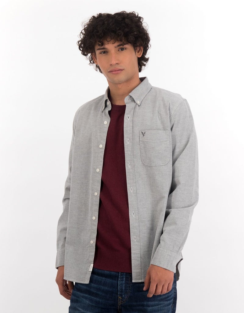 American Eagle AE Slim Fit Flex Oxford Button-Up Shirt - Image 1