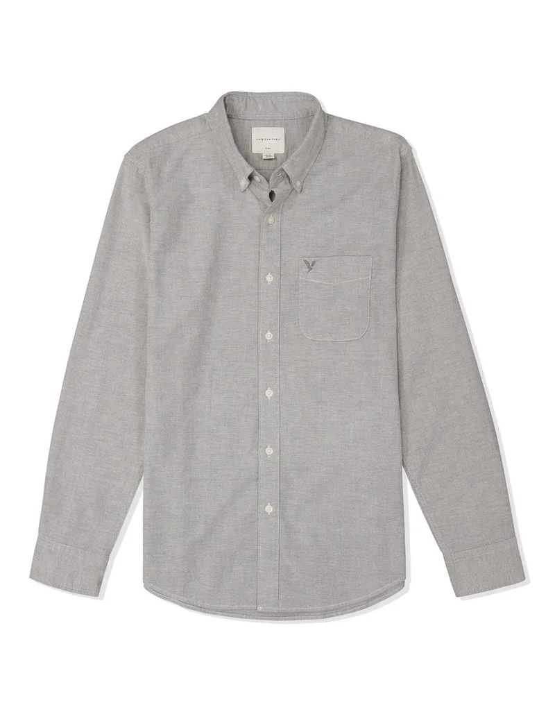 American Eagle  AE Slim Fit Flex Oxford Button-Up Shirt for Men | Best Price UAE